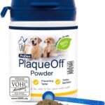 proden plaqueoff powder for dogs & cats, tartar & bad breath remover 100% natural teeth cleaner and plaque remover 60 g