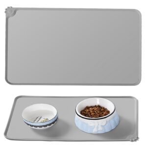 cat & dog feeding mat, waterproof pet feeding mat, non slip sillicone food mat for cats and dogs(48x30cm)
