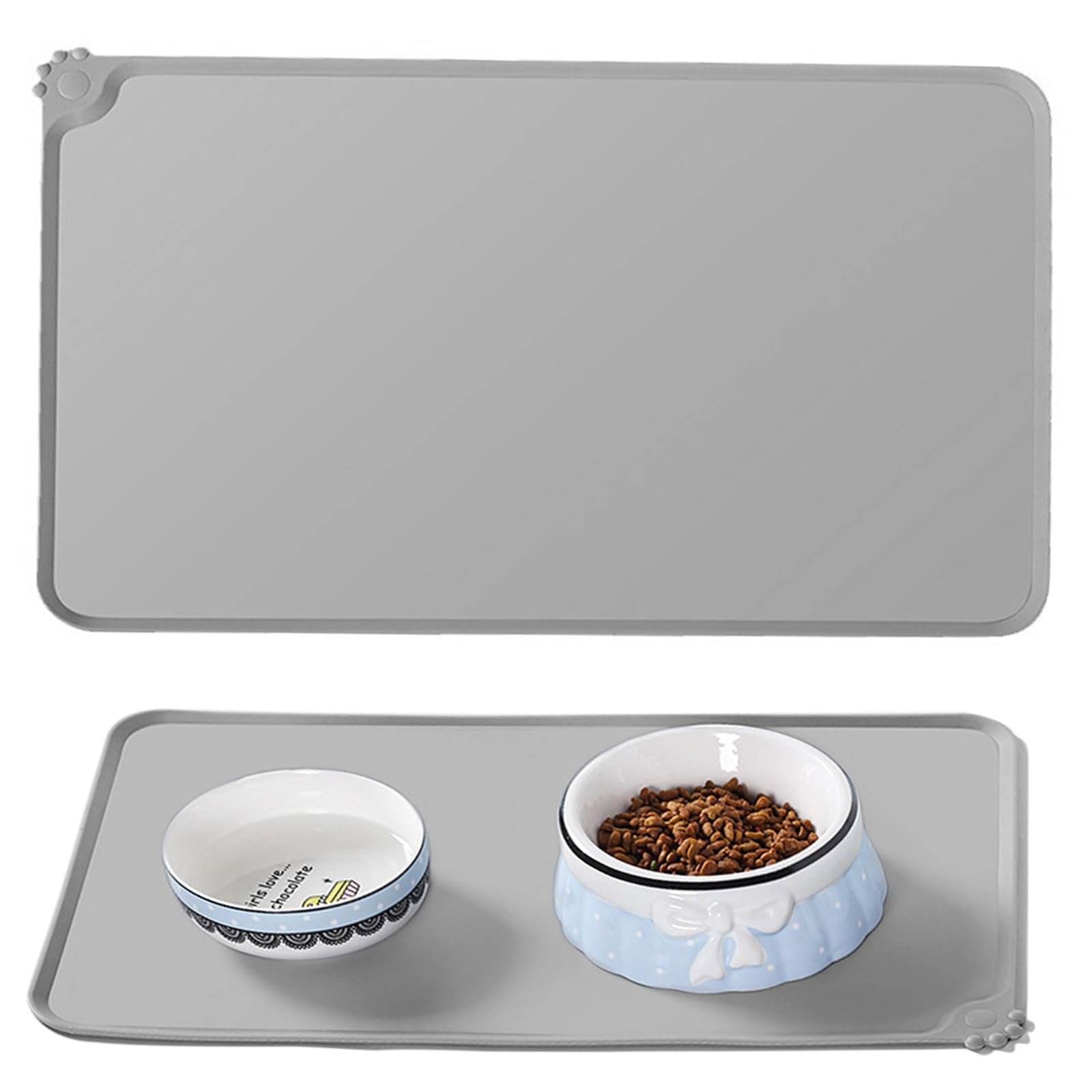 cat & dog feeding mat, waterproof pet feeding mat, non slip sillicone food mat for cats and dogs(48x30cm)