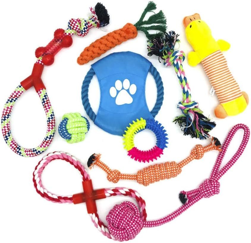 wefine puppy chew toys 100% natural cotton rope for small & medium dogs (10 pcs)