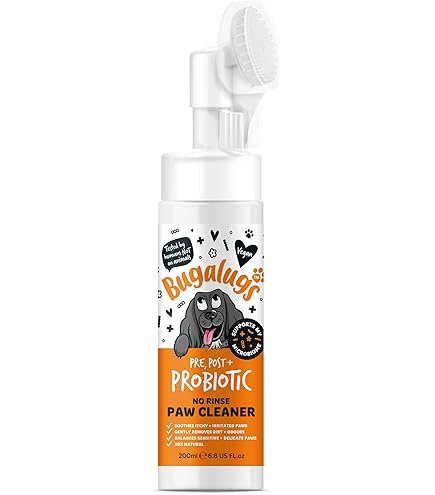 bugalugs probiotics for dogs natural no rinse paw cleaner with pumpkin powder for dogs – soothes itchy & irritated paws, supports microbiome, itchy skin & paws (probiotic paw cleaner)