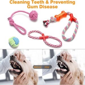wefine puppy chew toys 100% natural cotton rope for small & medium dogs (10 pcs)