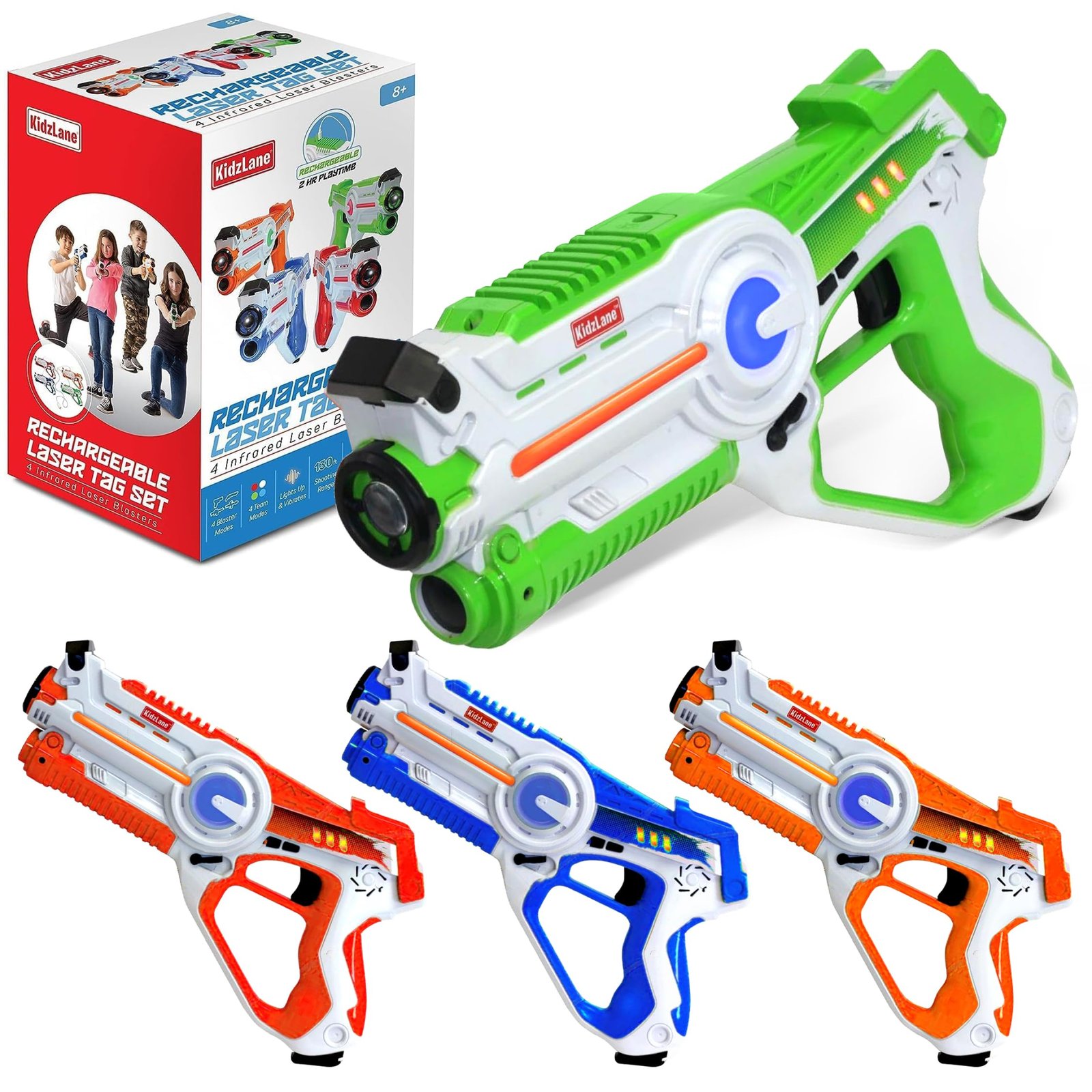 kidzlane rechargeable laser tag guns set of 4 high tech infrared laser tag for kids