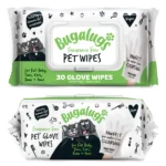 bugalugs dog glove wipes, pet wipes for full body, eye wipes, ear wipes, bum & paws. 30 sensitive dog grooming glove wipes for dogs, puppy & cat grooming, one size fits all (fragrance free)